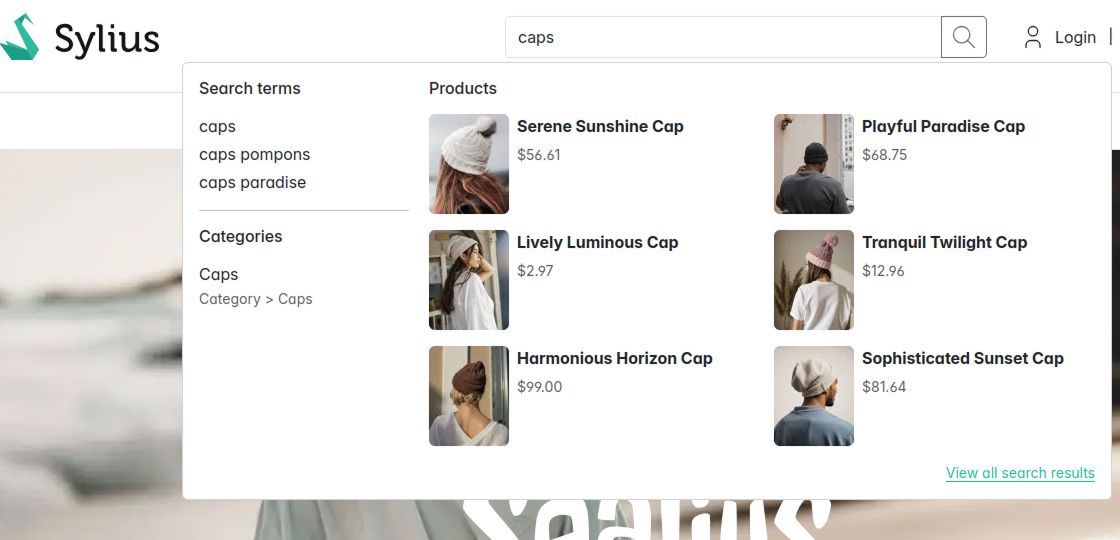 Gally facet search bar inside a long filter list
